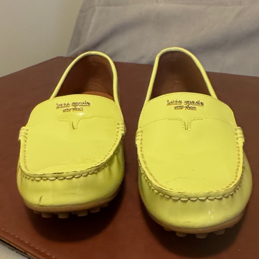 LIKE NEW Kate Spade Bright Yellow Loafers - Picture 2 of 7